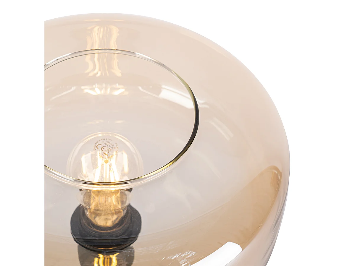 Lampe de table art déco noire avec verre ambré - Bizle