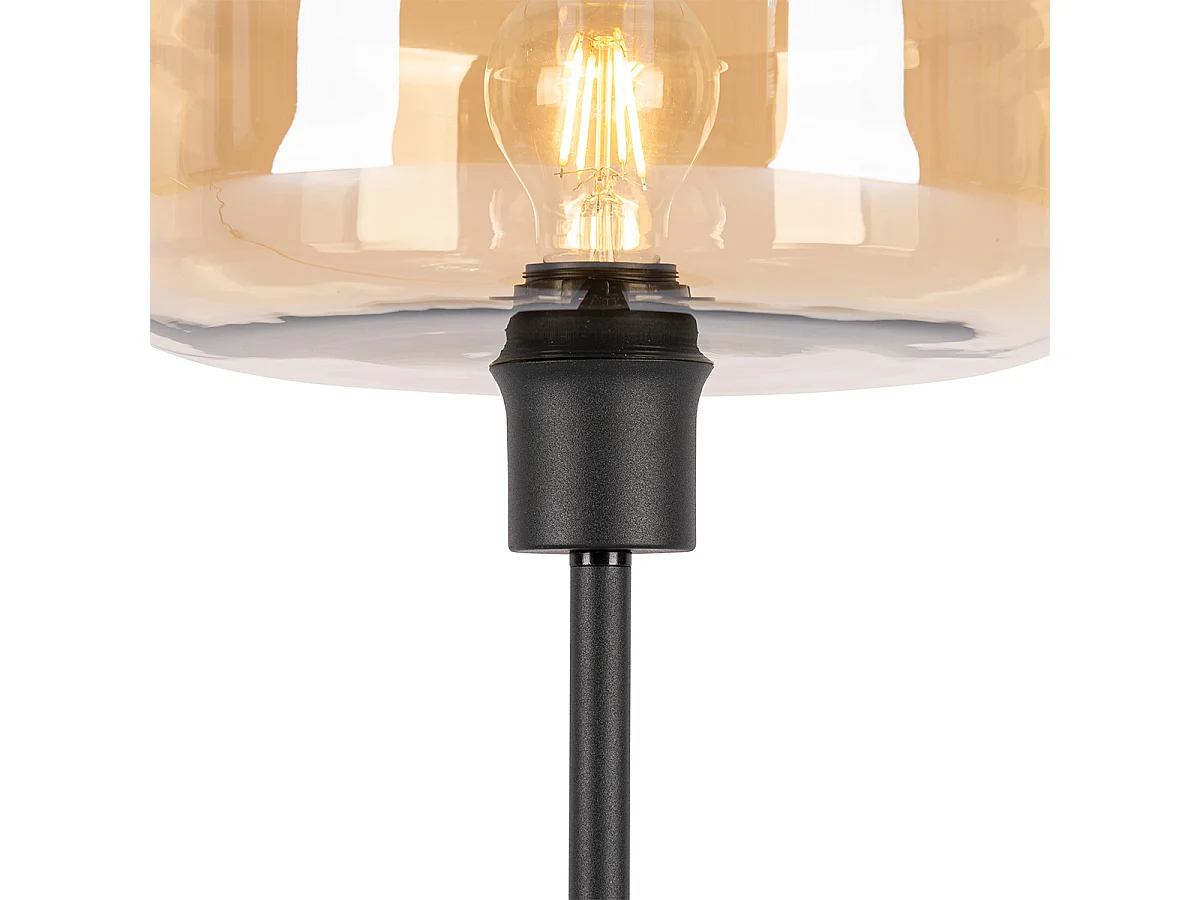 Lampe de table Art déco noire avec verre ambré - Bizle