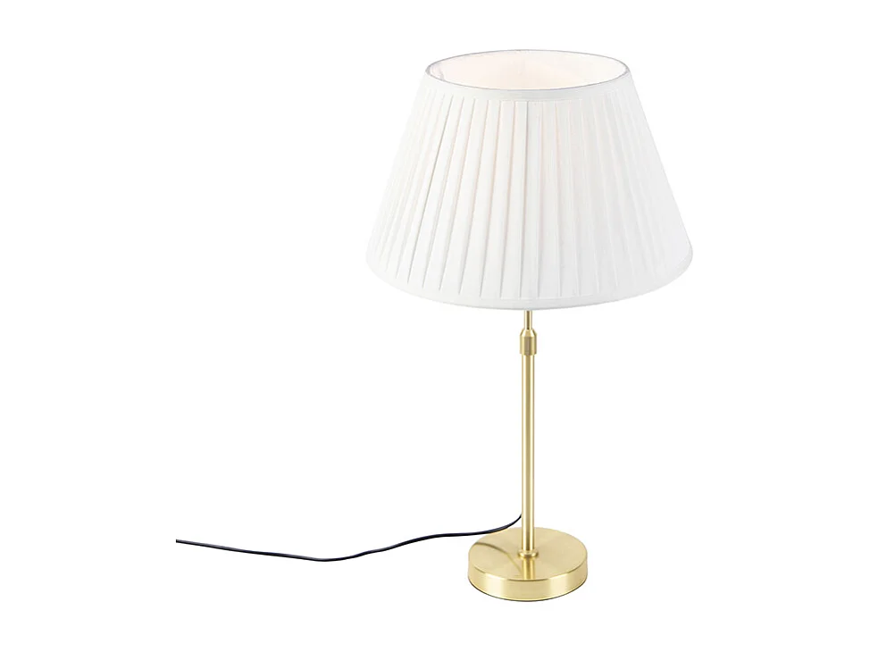 Lampe de table or / laiton avec abat-jour plissé crème 35 cm - Parte