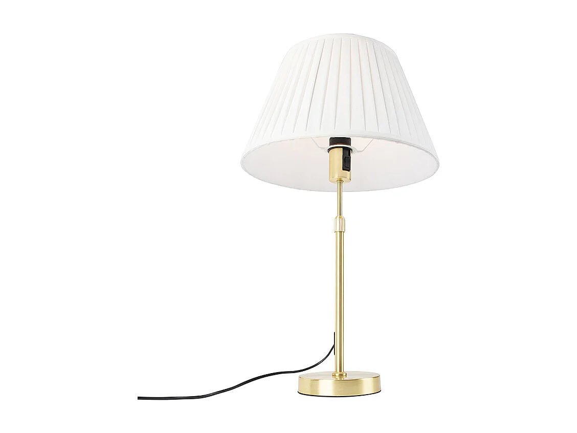Lampe de table or / laiton avec abat-jour plissé crème 35 cm - Parte