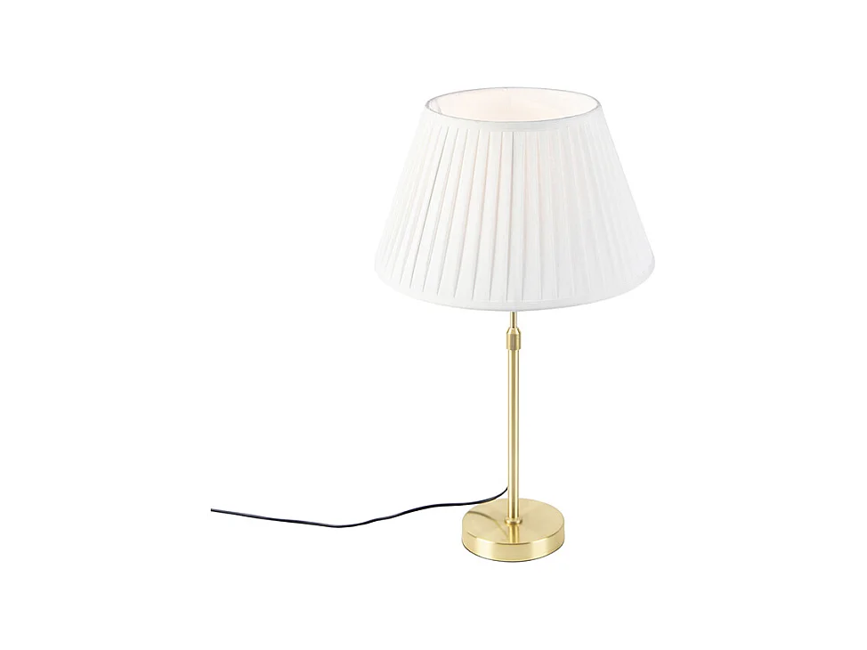 Lampe de table or / laiton avec abat-jour plissé crème 35 cm - Parte
