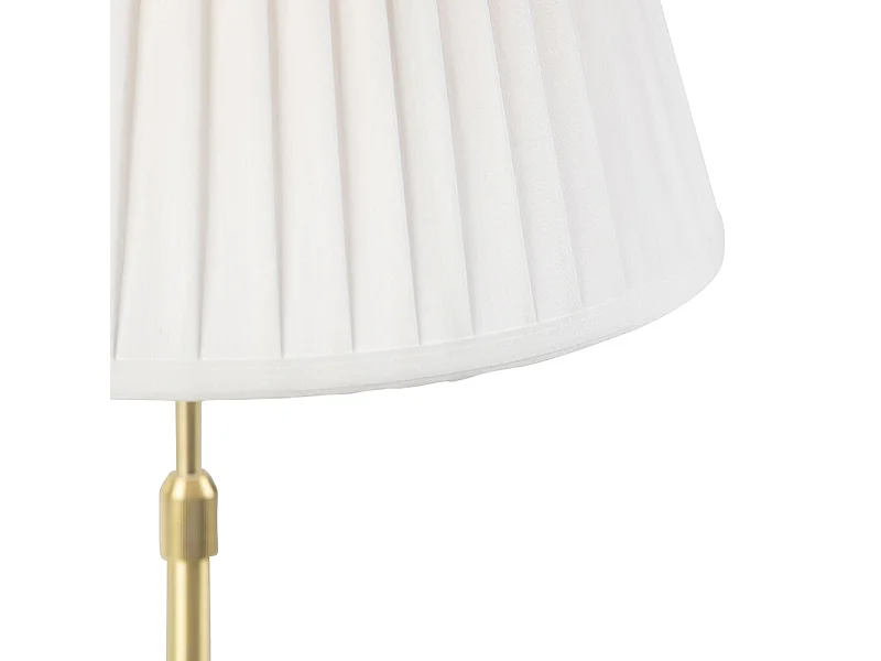 Lampe de table or/laiton avec abat-jour plissé crème 35 cm - Parte