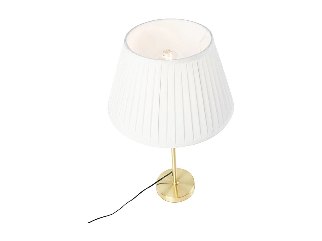 Lampe de table or/laiton avec abat-jour plissé crème 35 cm - Parte