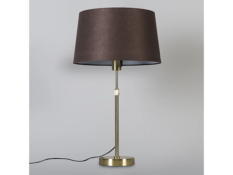 Lampe de table or / laiton avec abat-jour marron 35 cm réglable - Parte