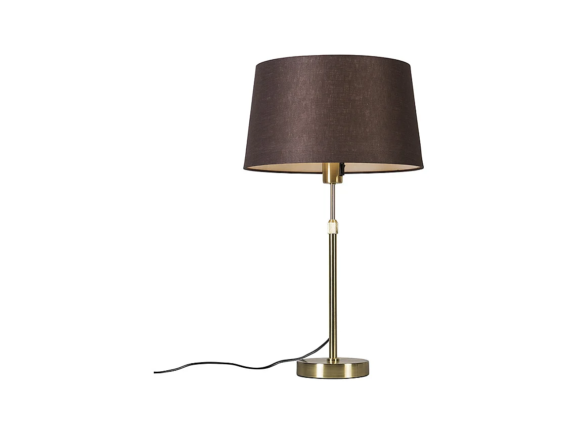 Lampe de table or / laiton avec abat-jour marron 35 cm réglable - Parte