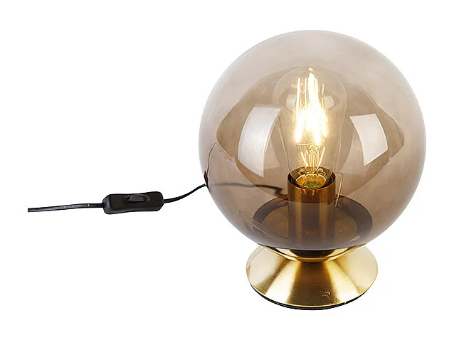 Lampe de table Art Déco en laiton avec verre fumé - Pallon