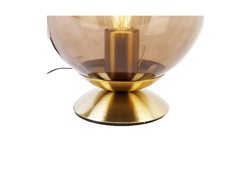 Lampe de table Art Déco en laiton avec verre fumé - Pallon