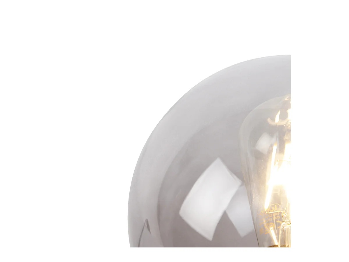 Lampe de table Art Déco en laiton avec verre fumé - Pallon