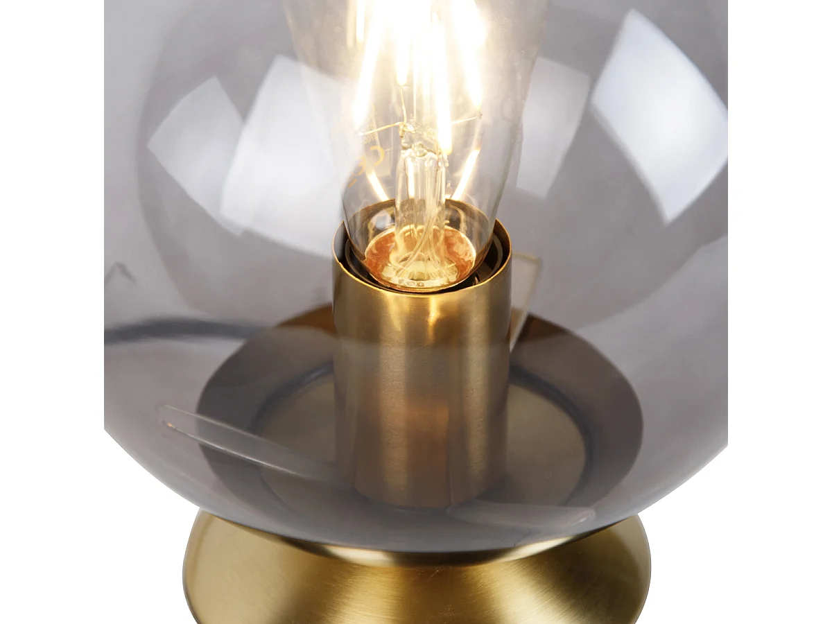 Lampe de table Art Déco en laiton avec verre fumé - Pallon