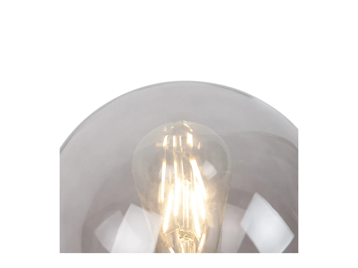 Lampe de table Art Déco en laiton avec verre fumé - Pallon