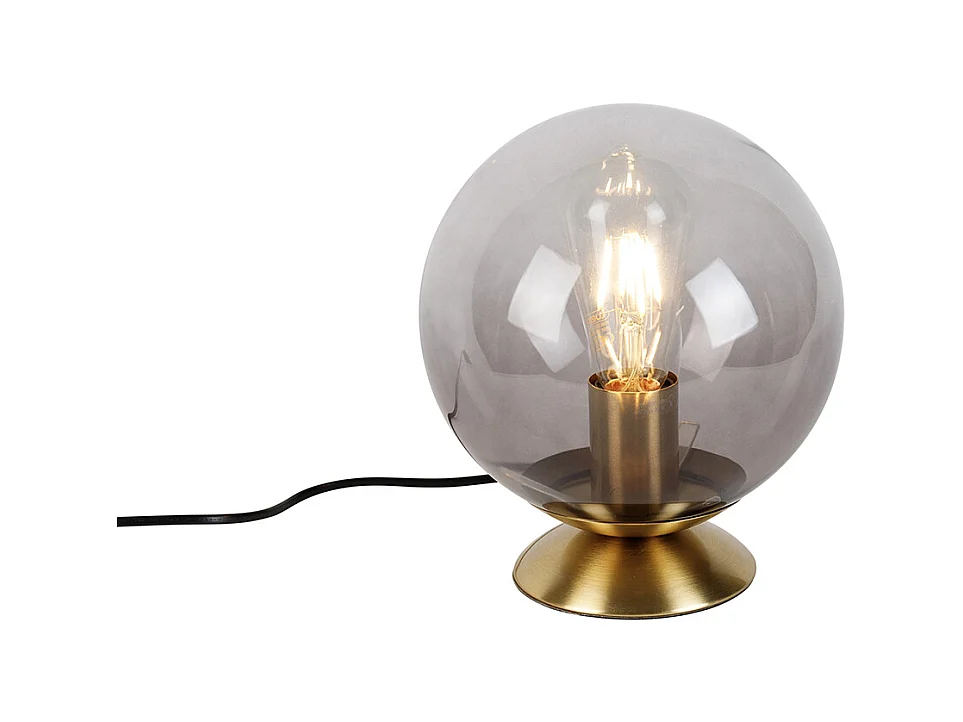 Lampe de table Art Déco en laiton avec verre fumé - Pallon