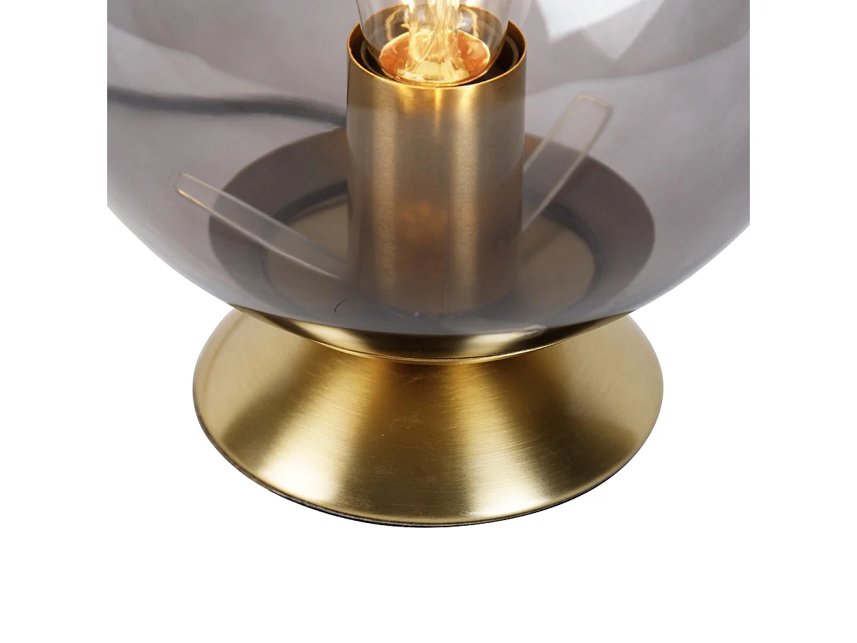 Lampe de table Art Déco en laiton avec verre fumé - Pallon