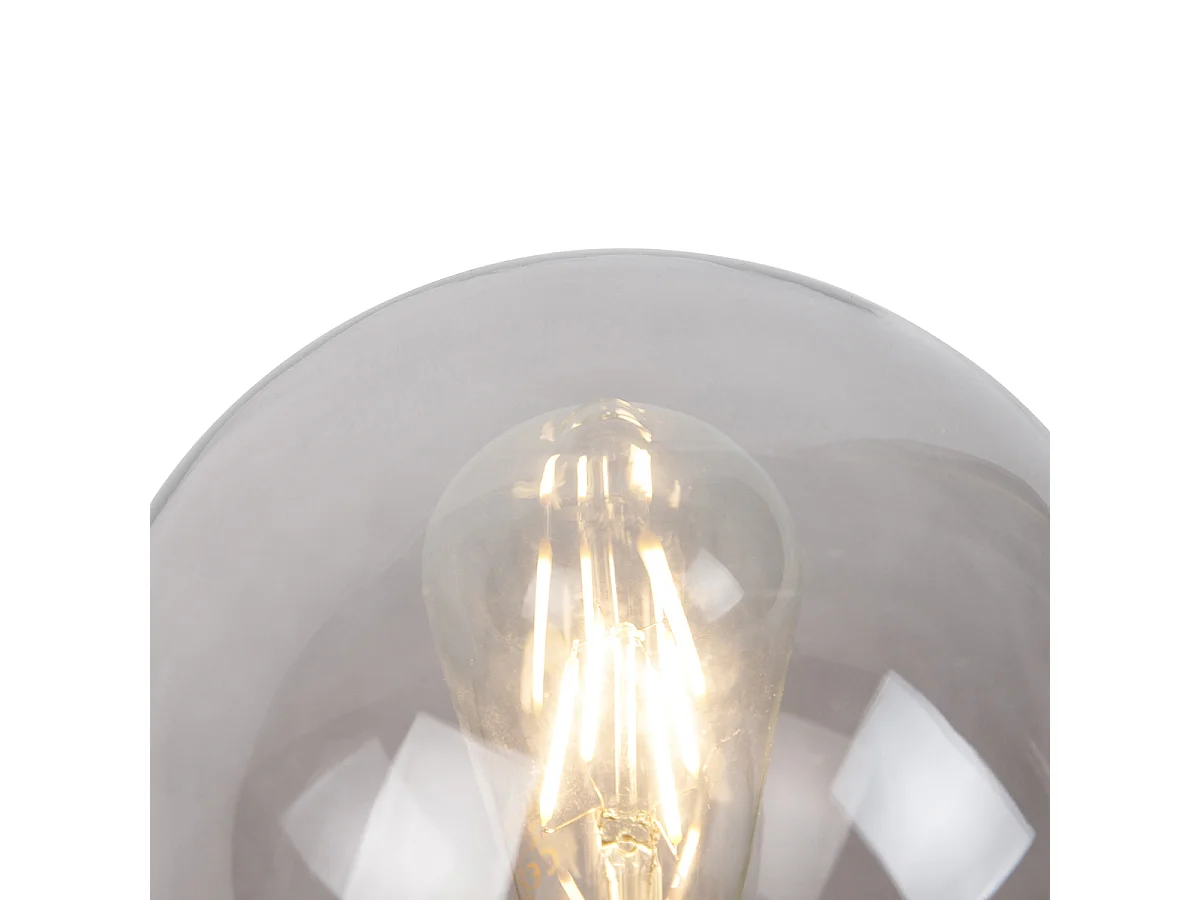 Lampe de table Art Déco en laiton avec verre fumé - Pallon