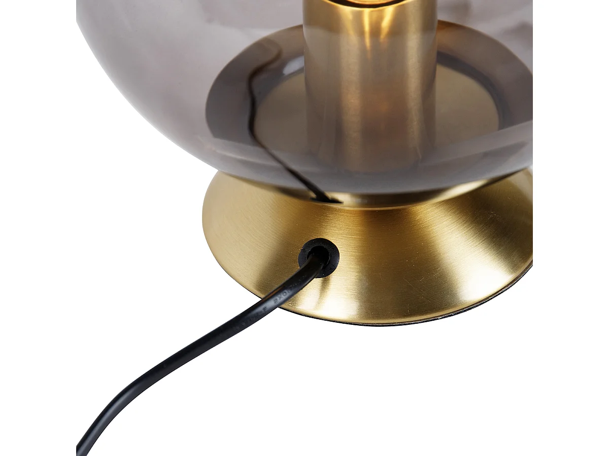 Lampe de table Art Déco en laiton avec verre fumé - Pallon