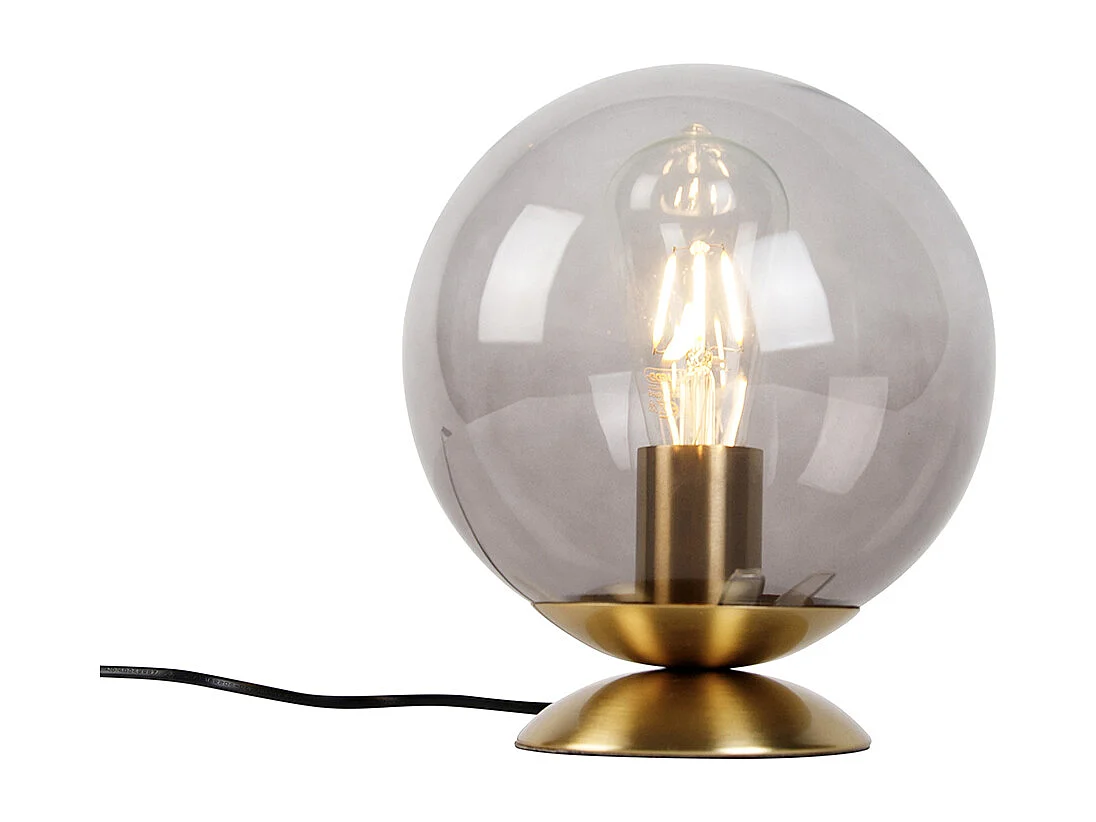 Lampe de table Art Déco en laiton avec verre fumé - Pallon