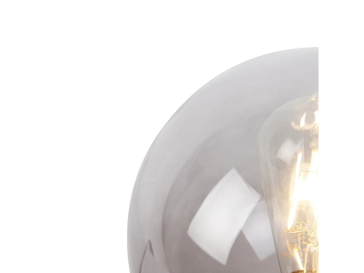 Lampe de table Art Déco en laiton avec verre fumé - Pallon