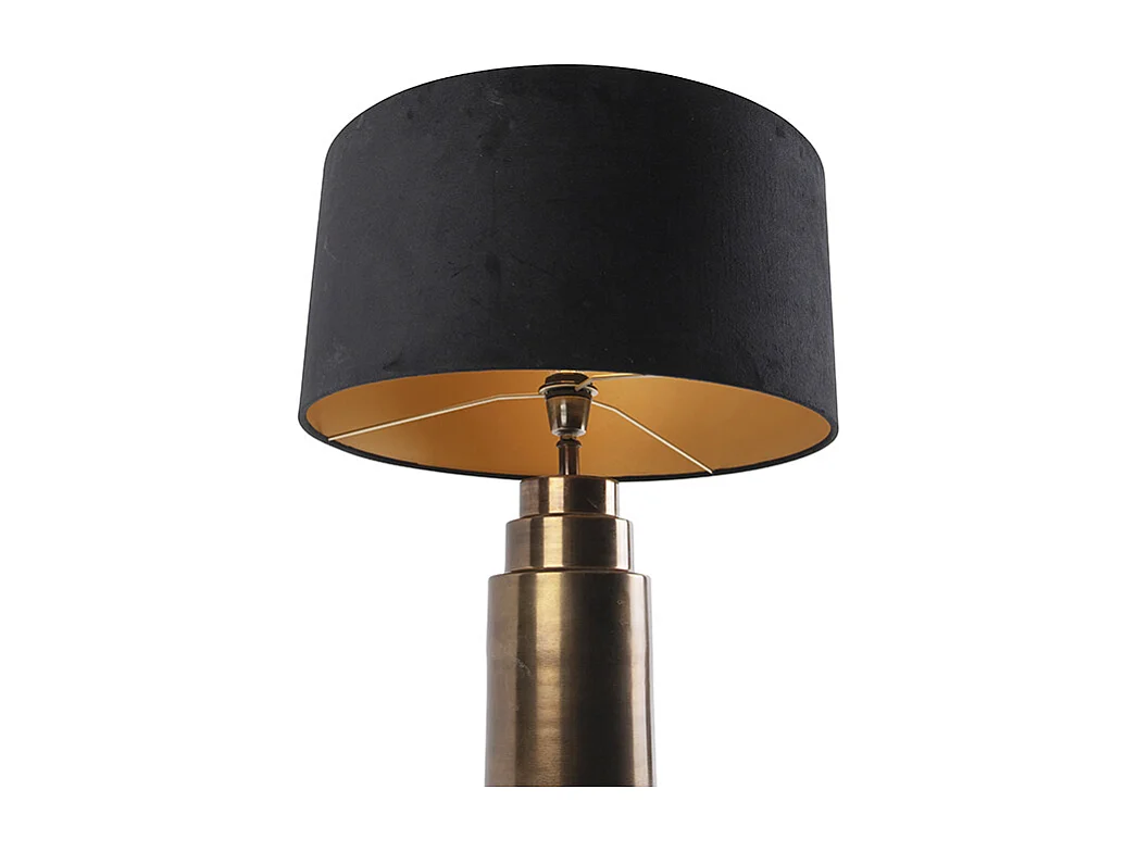 Lampe de table art déco bronze velours abat-jour noir avec or 50cm - Bruut