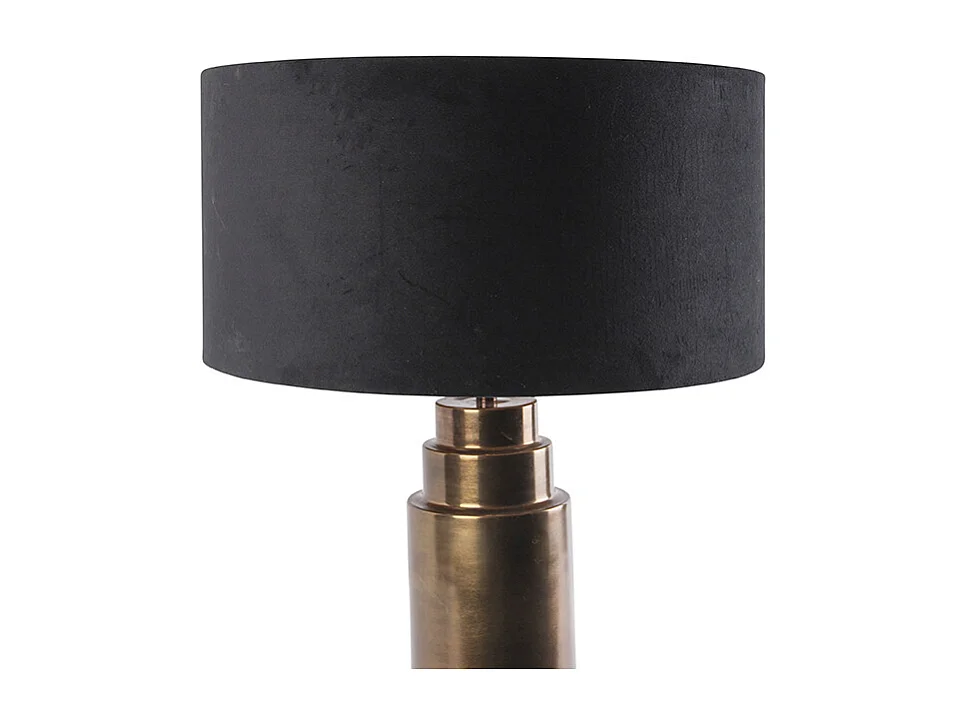 Lampe de table art déco bronze velours abat-jour noir avec or 50cm - Bruut