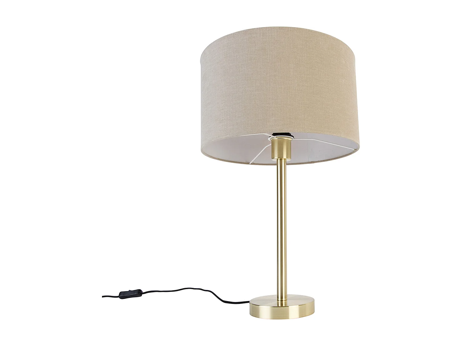 Lampe de table classique laiton avec abat-jour marron clair 35 cm - Simplo
