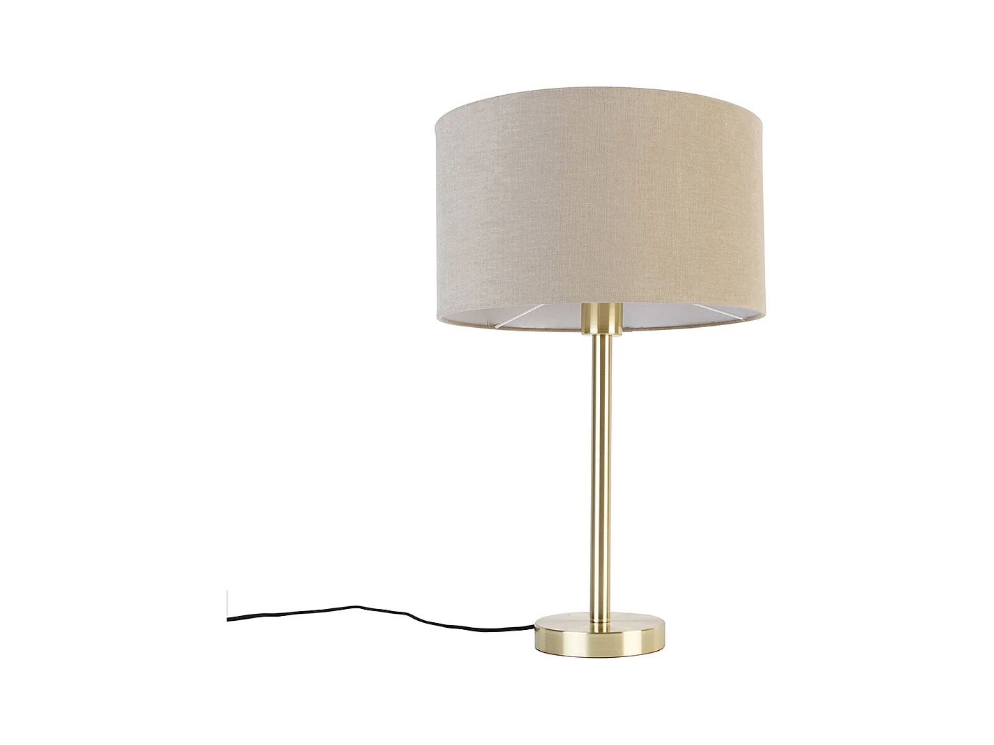 Lampe de table classique laiton avec abat-jour marron clair 35 cm - Simplo