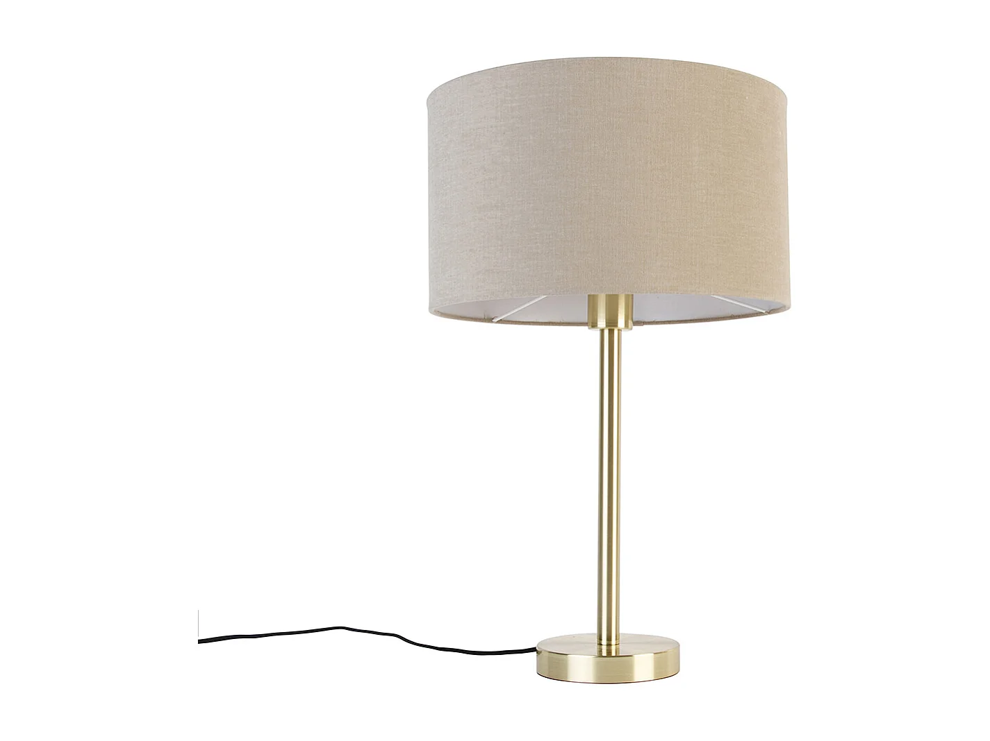 Lampe de table classique en laiton avec abat-jour brun clair 35 cm - Simplo