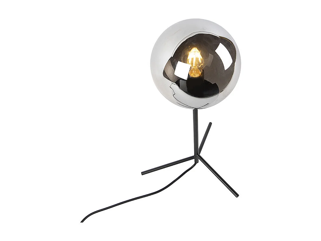 Lampe de table art déco noir avec verre fumé 45,5 cm - Pallon