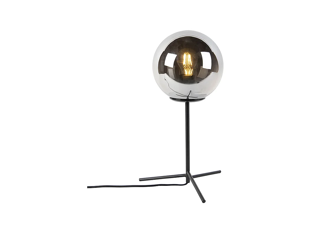 Lampe de table art déco noir avec verre fumé 45,5 cm - Pallon
