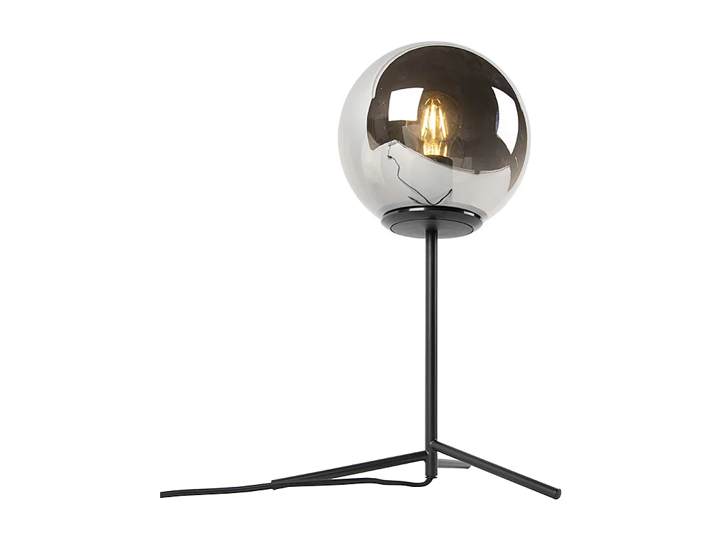 Lampe de table Art Déco noire avec verre fumé 45,5 cm - Pallon