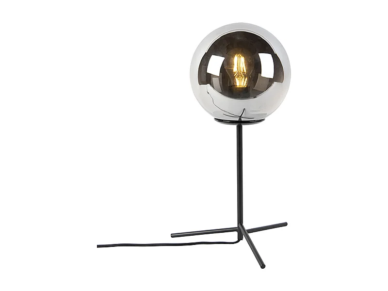 Lampe de table Art Déco noire avec verre fumé 45,5 cm - Pallon