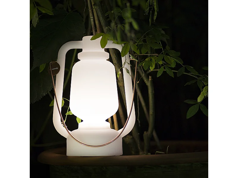 Lampe à poser blanche IP44 avec haut-parleur bluetooth - Storm Music