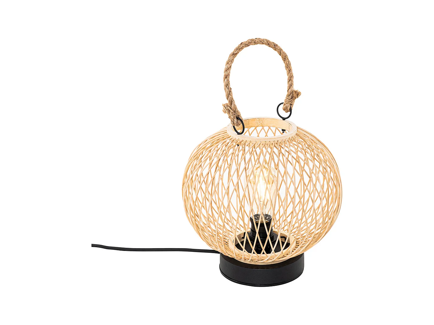 Lampe de table d'extérieur rurale en rotin - Calamus