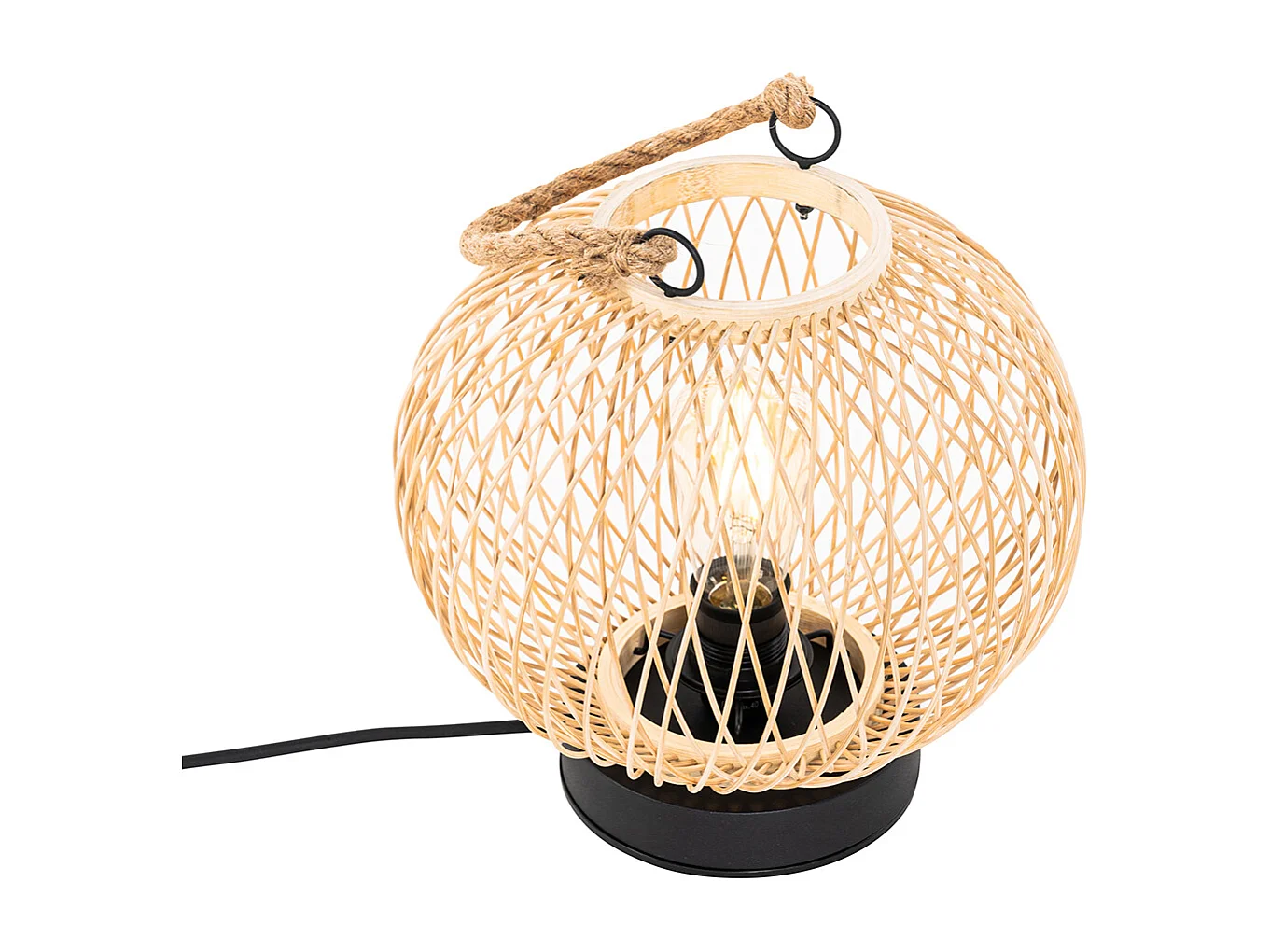 Lampe de table d'extérieur rustique en rotin - Calamus