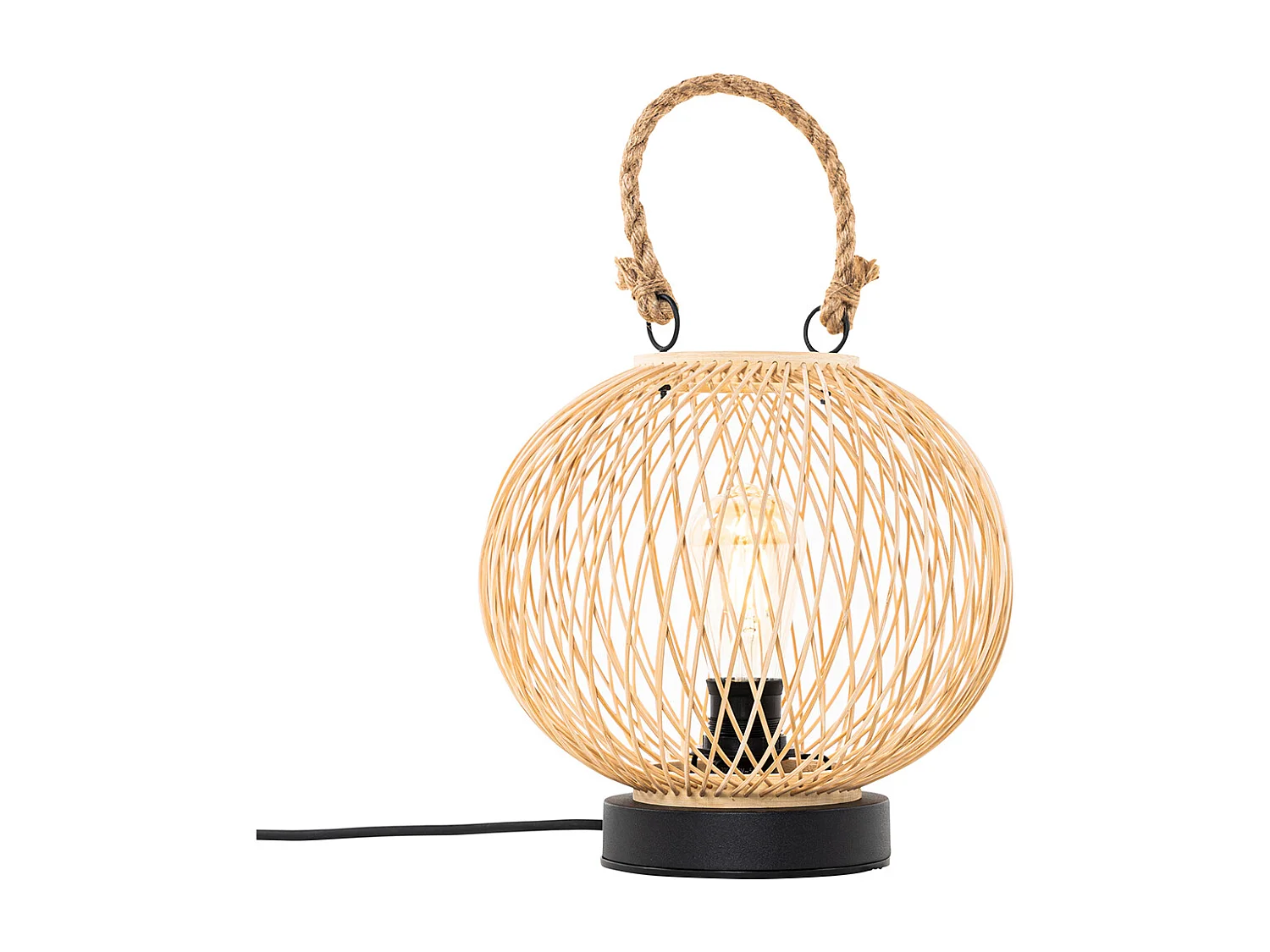 Lampe de table d'extérieur rustique en rotin - Calamus