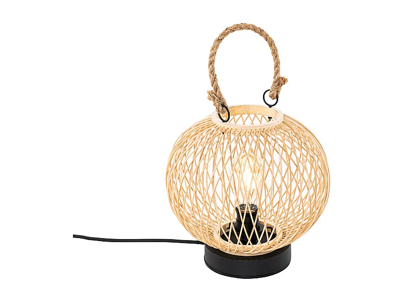 Lampe de table d'extérieur rustique en rotin - Calamus