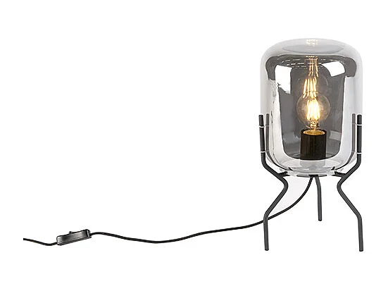 Lampe de table design noire avec verre fumé - Bliss