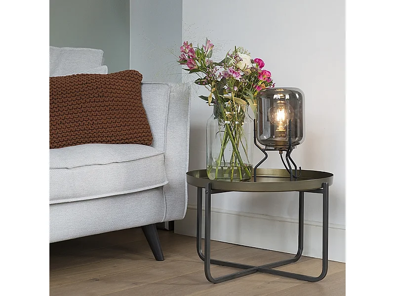 Lampe de table design noire avec verre fumé - Bliss