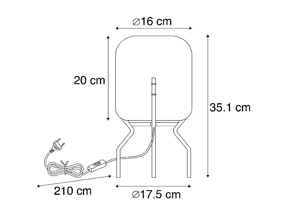 Lampe de table design noire avec verre fumé - Bliss