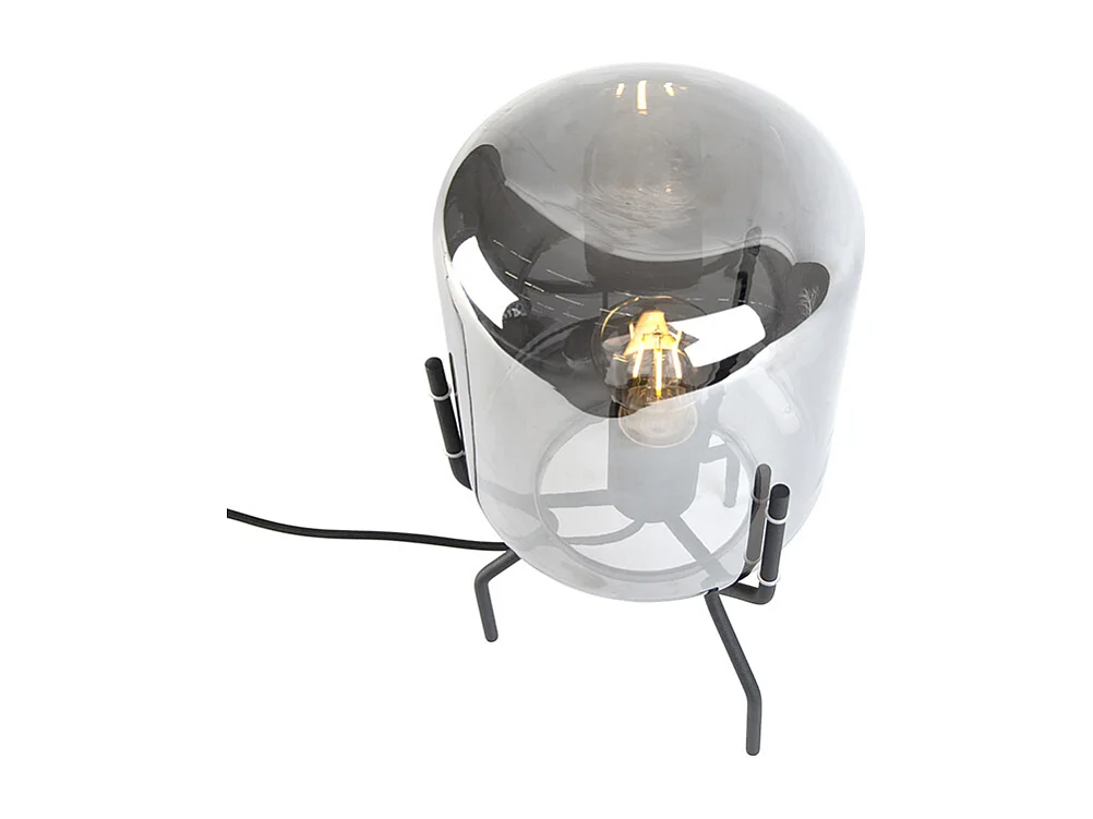 Lampe de table design noire avec verre fumé - Bliss