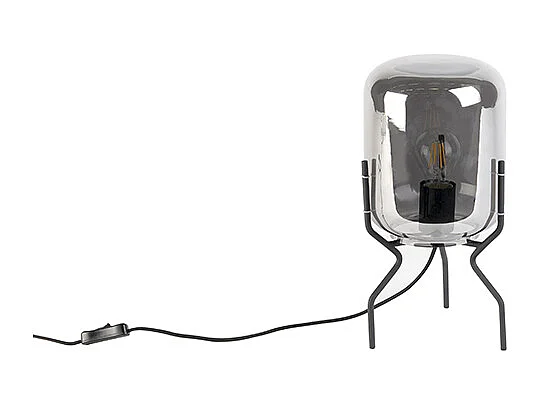 Lampe de table design noire avec verre fumé - Bliss
