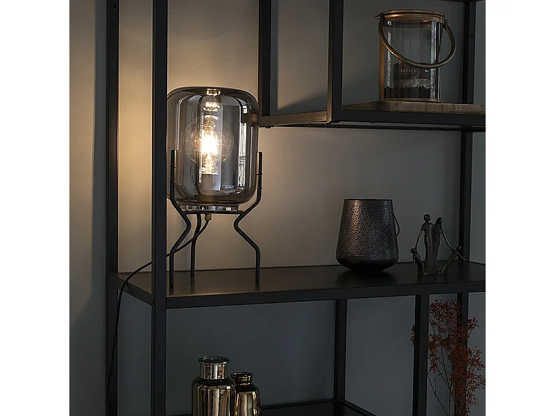 Lampe de table design noire avec verre fumé - Bliss