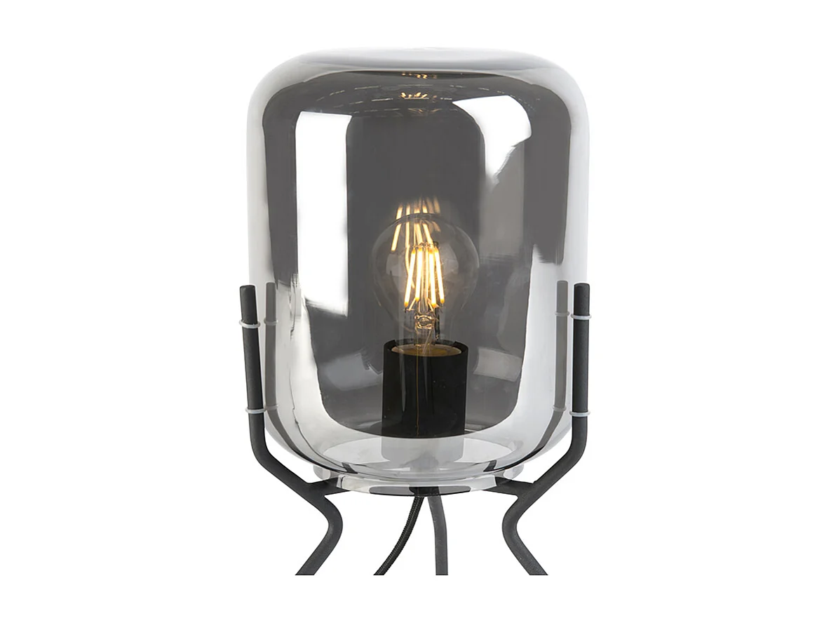 Lampe de table design noire avec verre fumé - Bliss