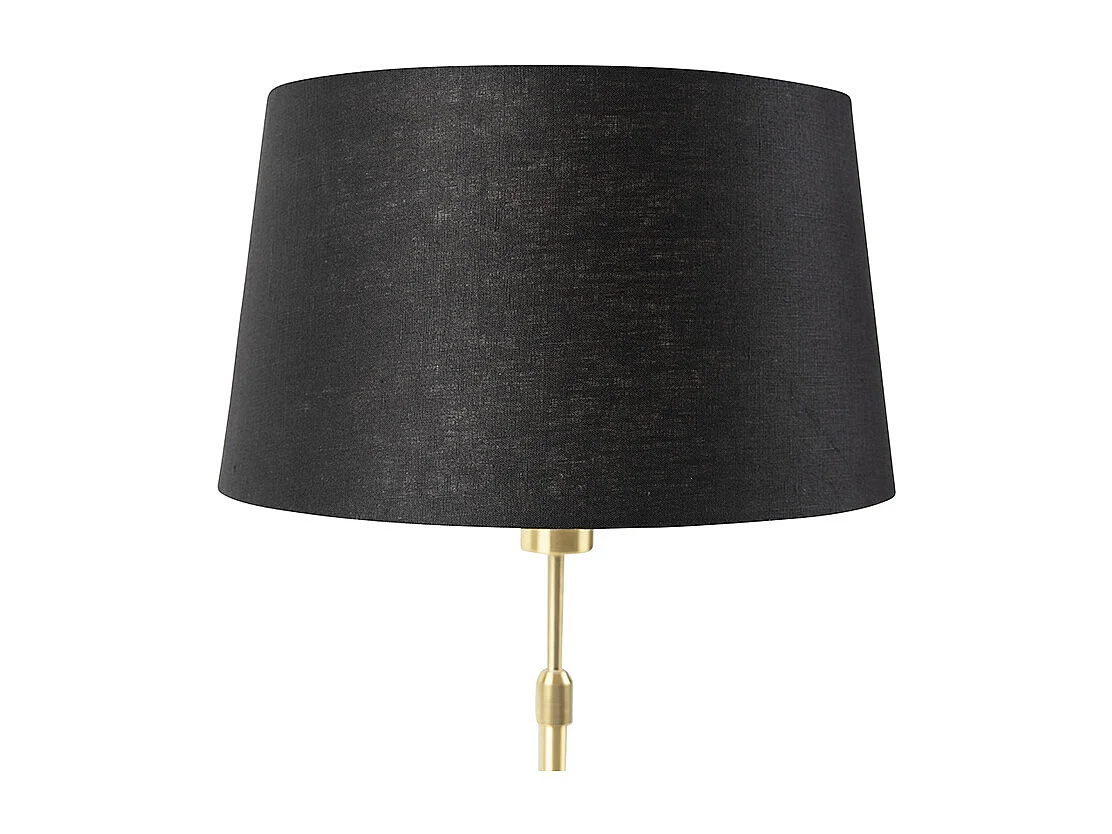 Lampe de table or / laiton avec abat-jour en lin noir 35 cm - Parte