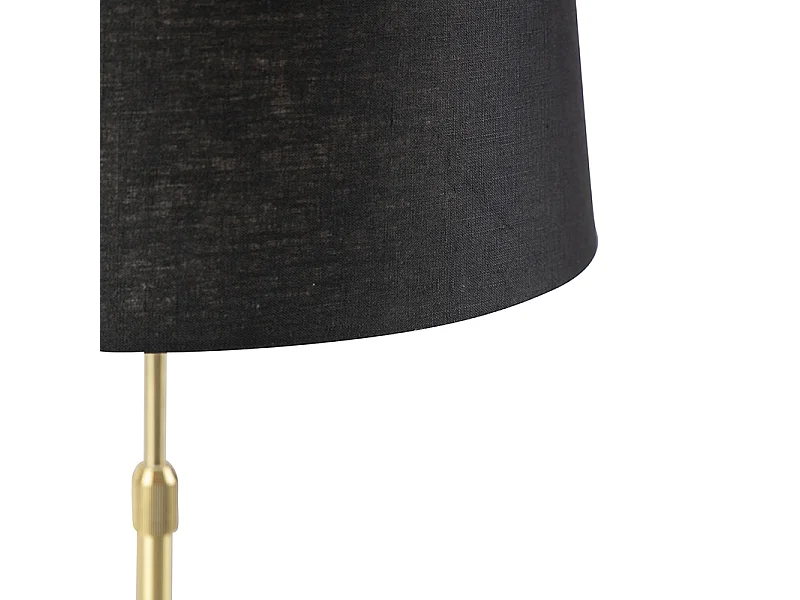 Lampe de table or/laiton avec abat-jour en lin noir 35 cm - Parte
