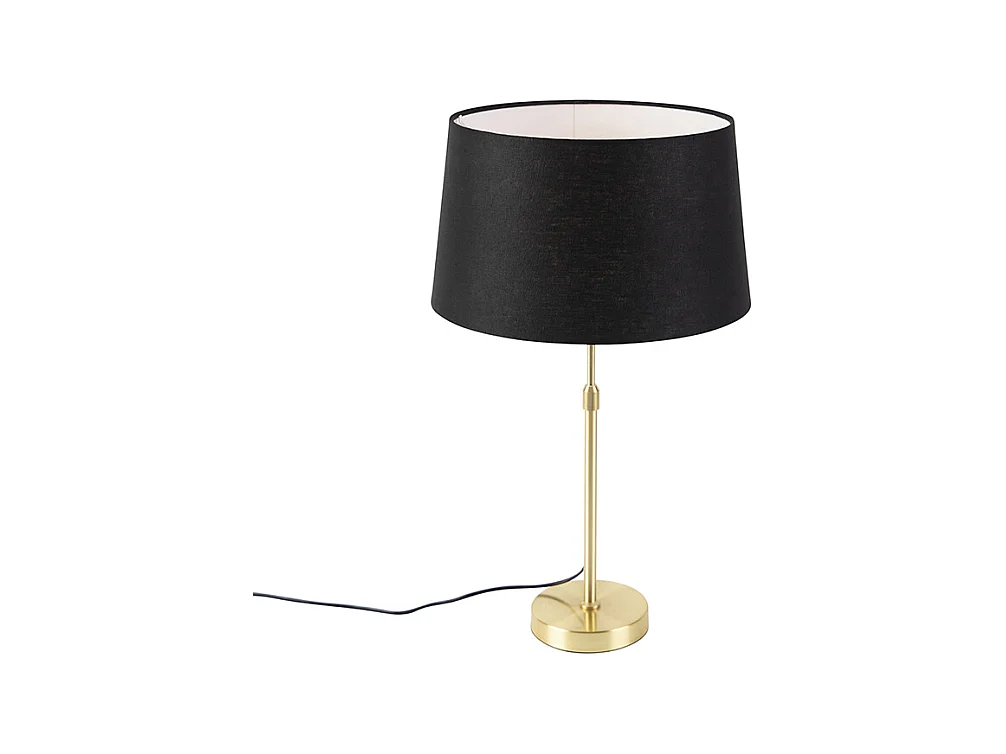 Lampe de table or / laiton avec abat-jour en lin noir 35 cm - Parte