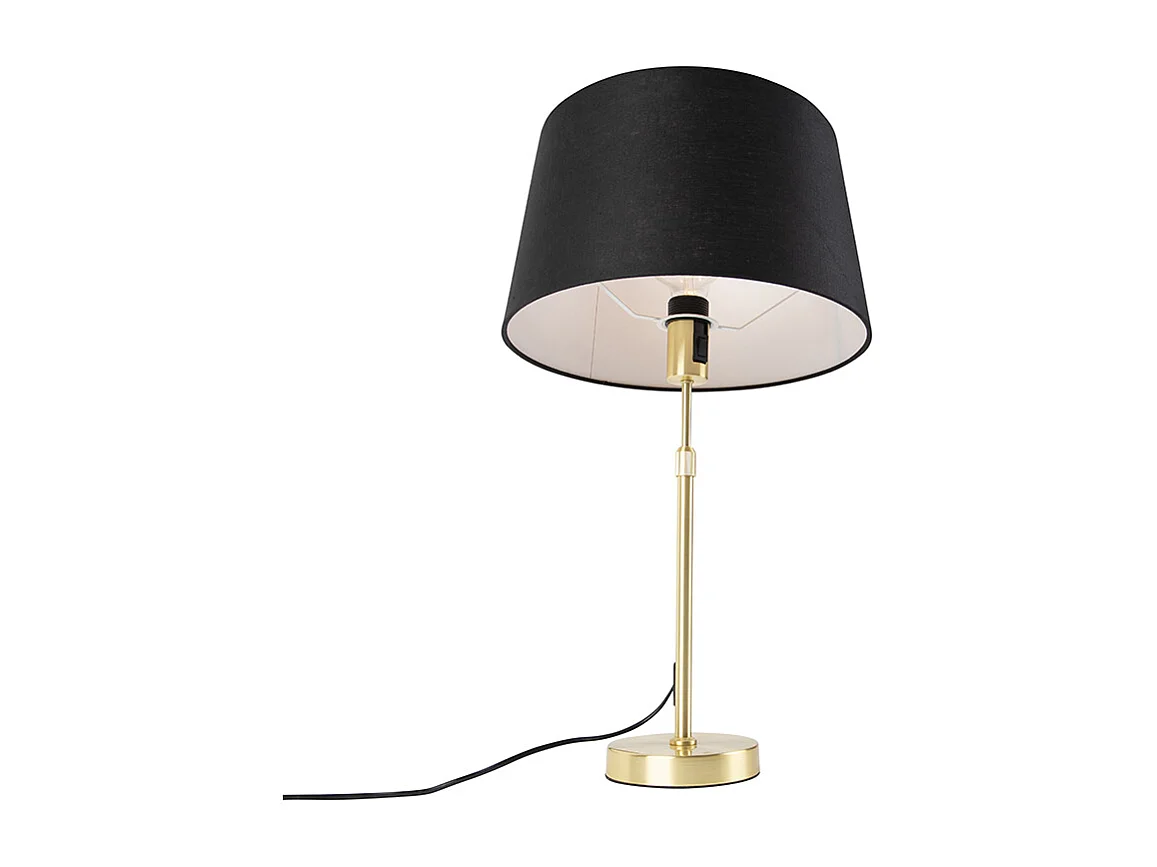 Lampe de table or/laiton avec abat-jour en lin noir 35 cm - Parte