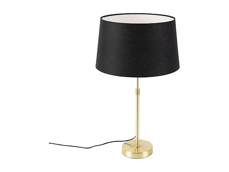 Lampe de table or/laiton avec abat-jour en lin noir 35 cm - Parte
