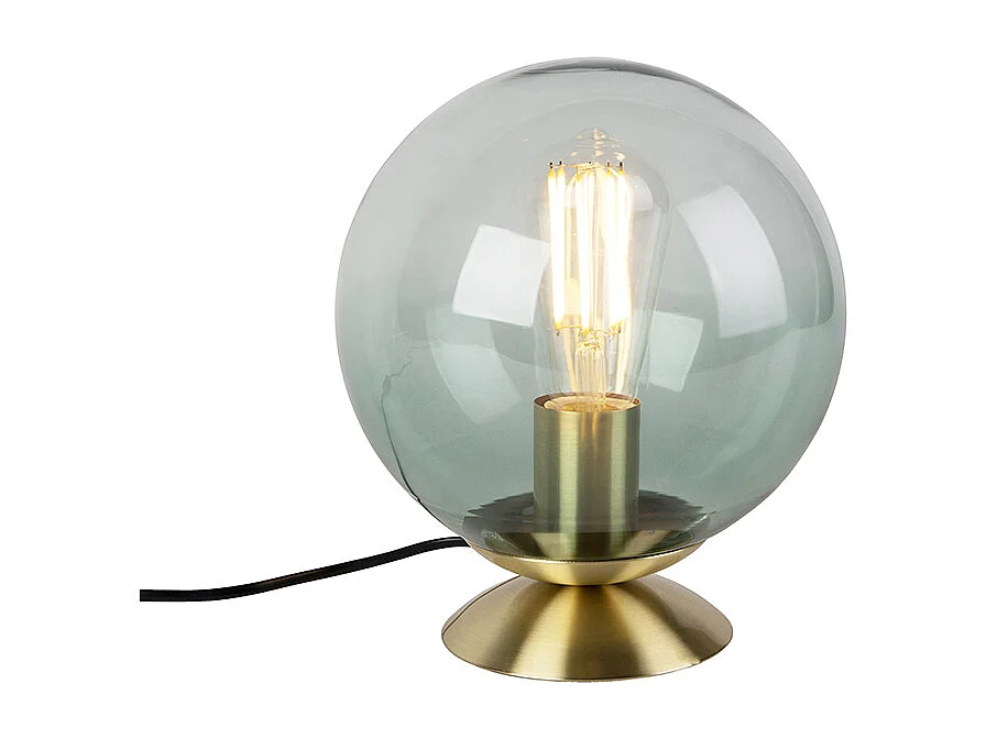 Lampe de table Art Déco en laiton avec verre vert - Pallon