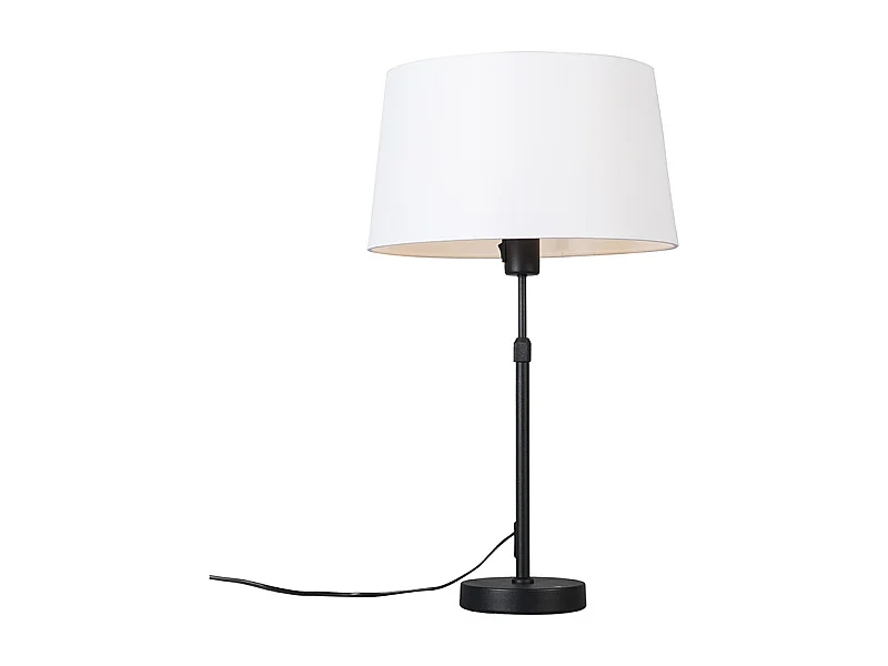 Lampe de table noir avec abat-jour blanc 35 cm réglable - Parte