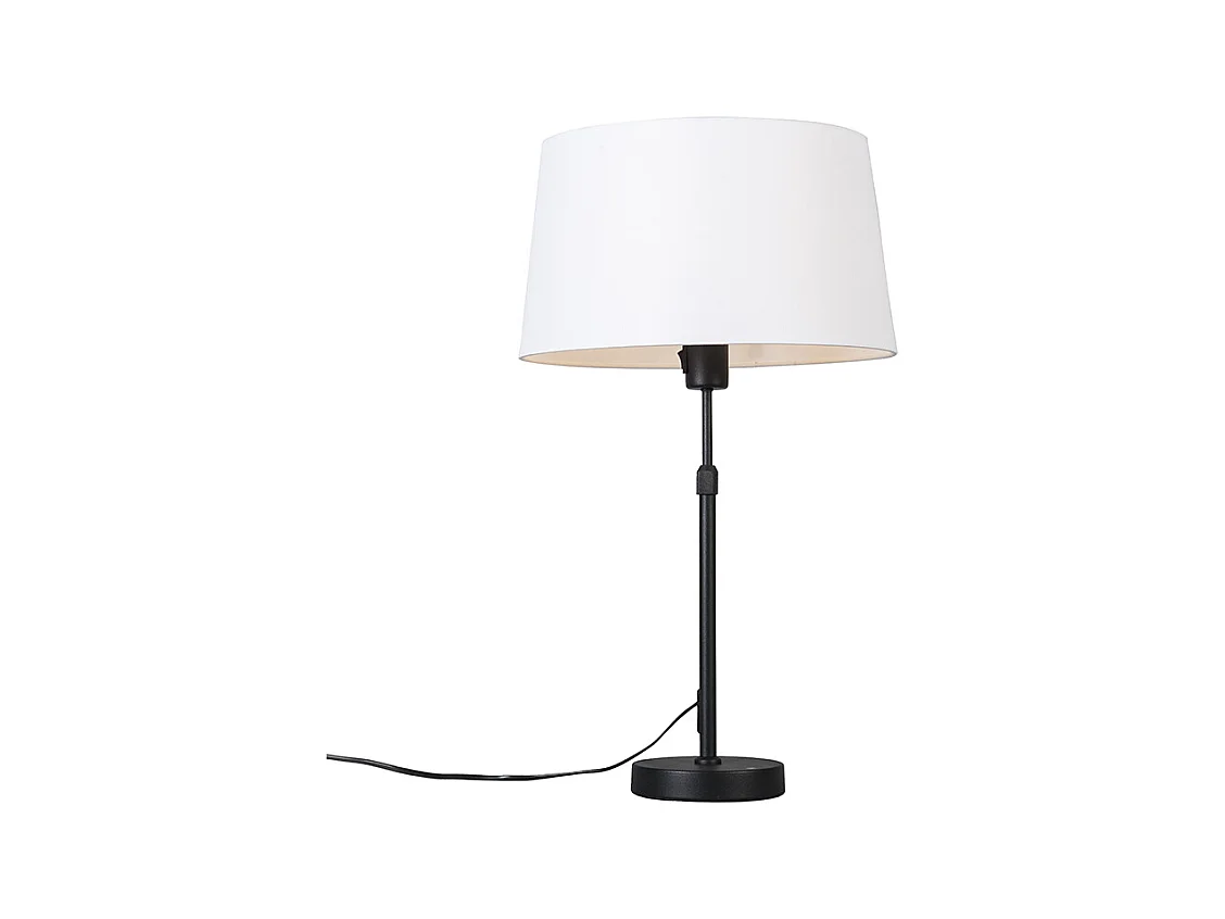 Lampe de table noir avec abat-jour blanc 35 cm réglable - Parte