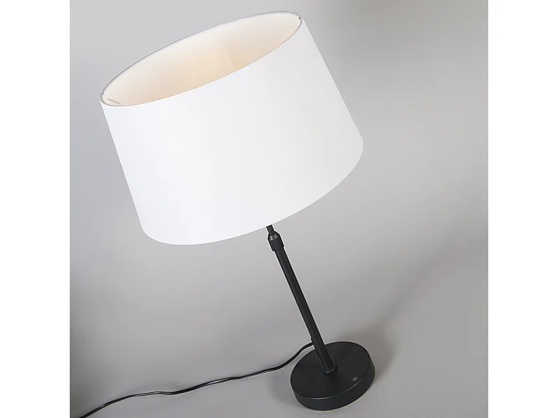 Lampe de table noire avec abat-jour blanc 35 cm réglable - Parte